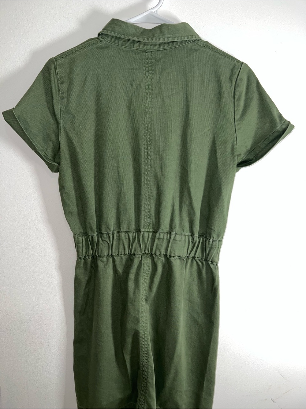 J. Crew Olive Button-Front Short-Sleeve Mini Dress - Picture 4 of 4